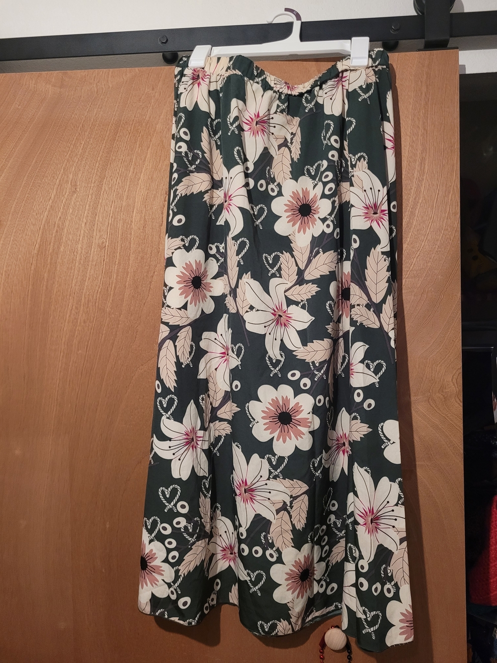 Floral A-Line Maxi Skirt - Green & Cream Size 2xl